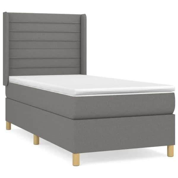 vidaXL Cama com Molas/colchão 90x190 cm Tecido Cinza-escuro - 1506959550