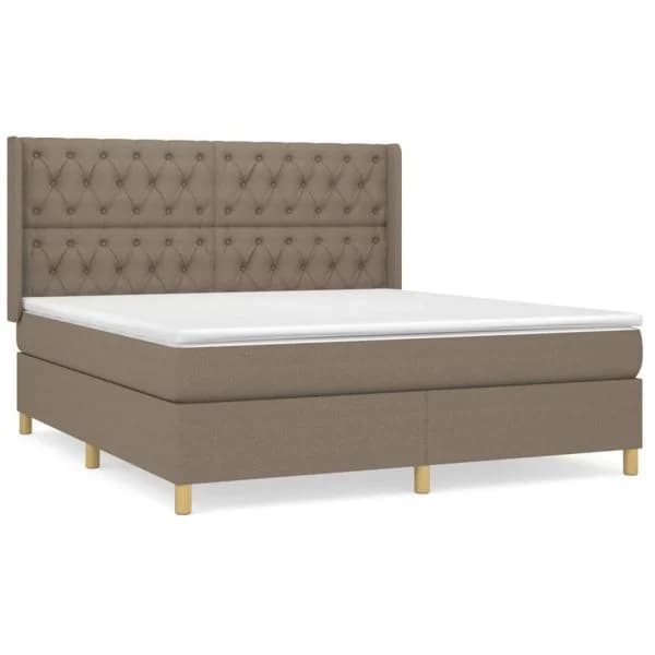 vidaXL Cama com Molas/colchão 160x200 cm Tecido Castanho-acinzentado - 1645220481