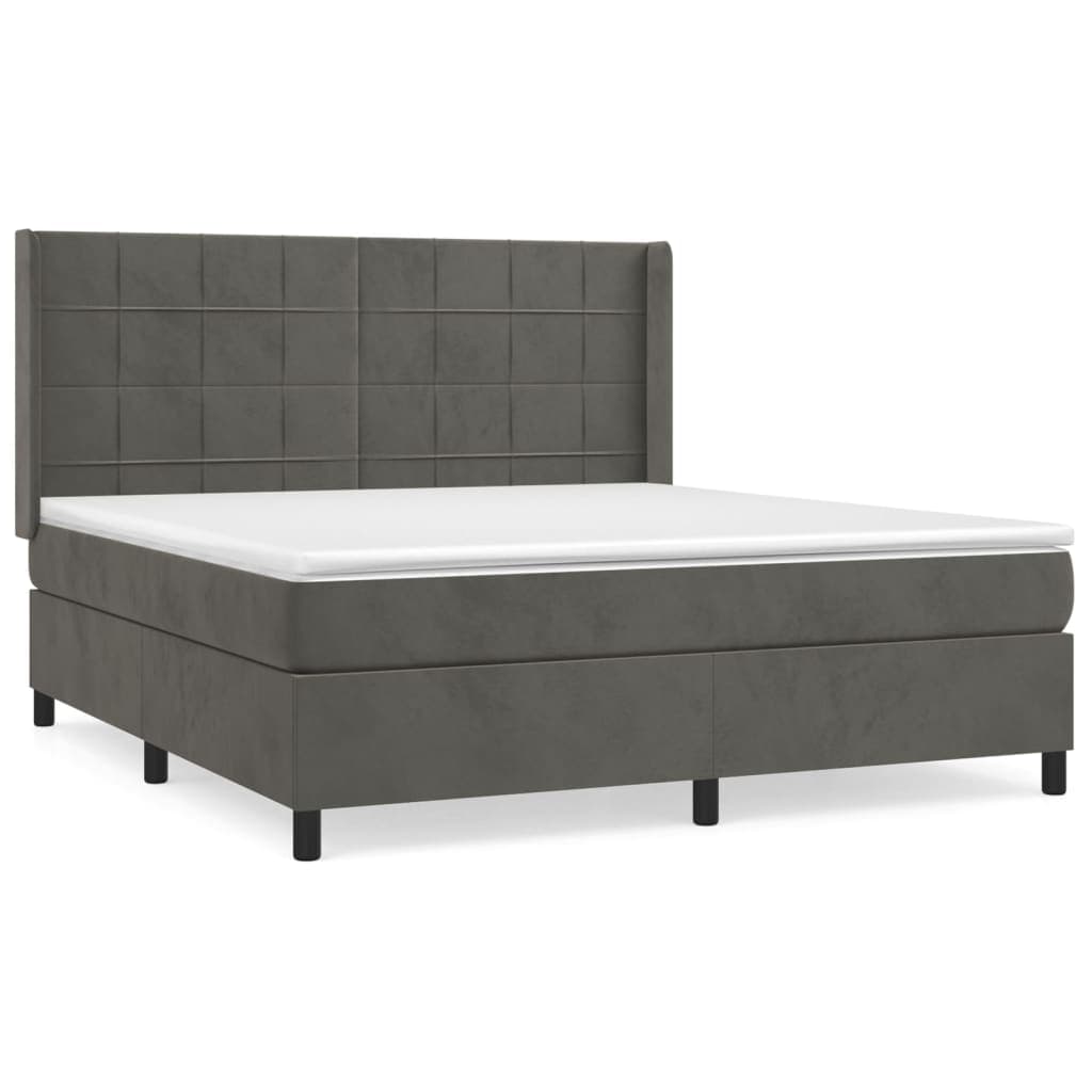 vidaXL Cama com Molas/colchão 180x200 cm Veludo Cinzento-escuro - 2813392006