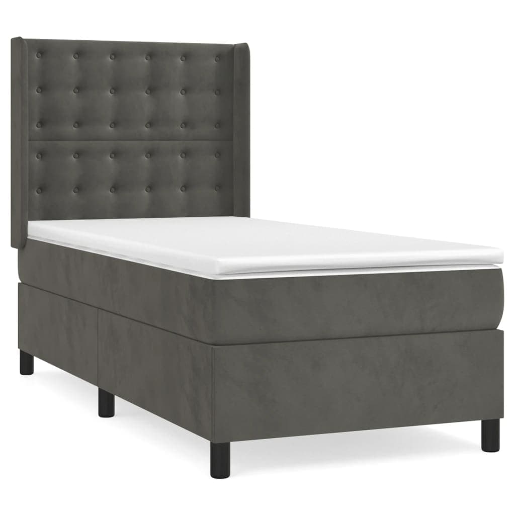 vidaXL Cama com Molas/colchão 80x200 cm Veludo Cinza-escuro - 1513851361