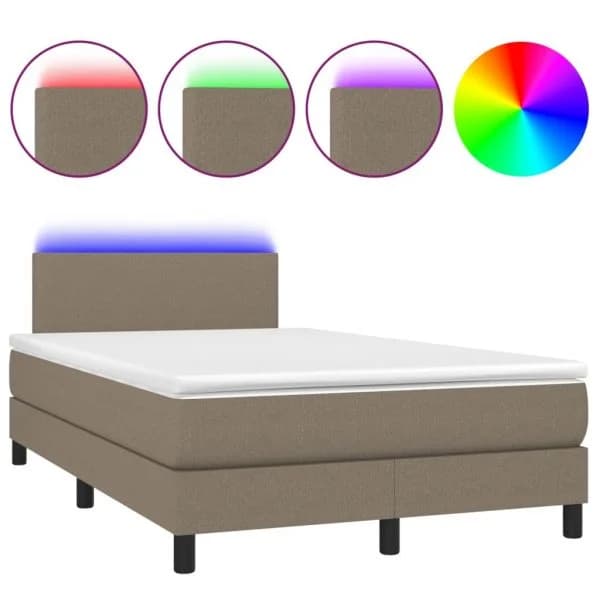 vidaXL Cama Box Spring Colchão/led 120x200cm Tecido Cinza-acastanhado - 3270554220