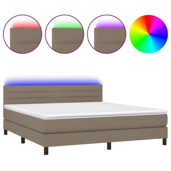vidaXL Cama Box Spring Colchão/led 180x200cm Tecido Cinza-acastanhado - 767108489
