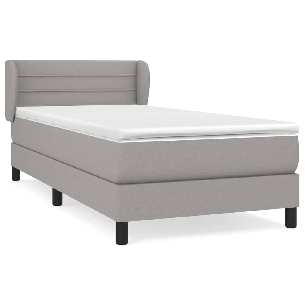 vidaXL Cama com molas/colchão 90x190 cm tecido cinzento-claro
