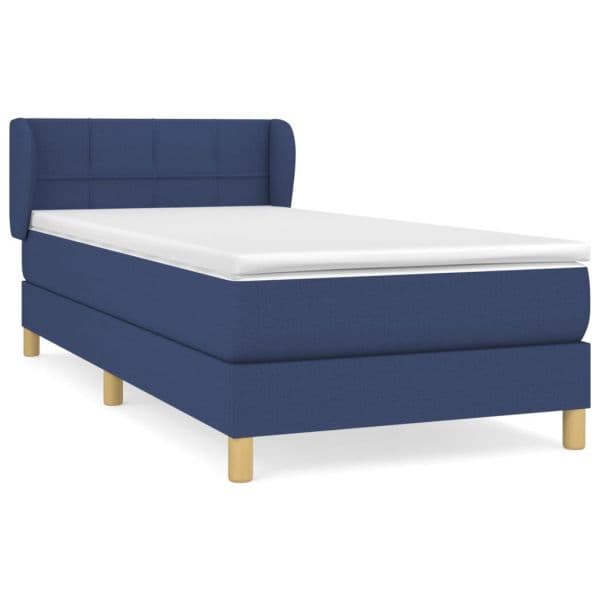vidaXL Cama com Molas/colchão 100x200 cm Tecido Azul - 2489467053