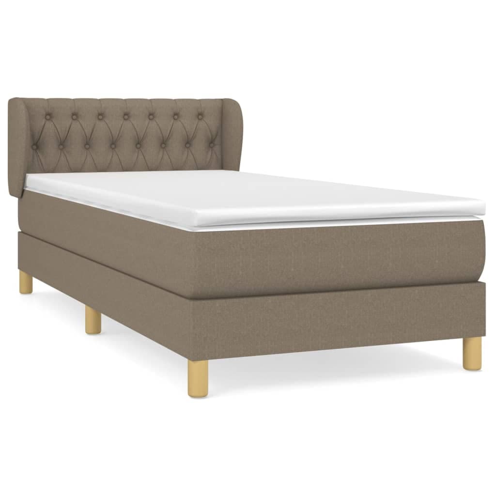 vidaXL Cama com molas/colchão 100x200 cm tecido cinza-acastanhado