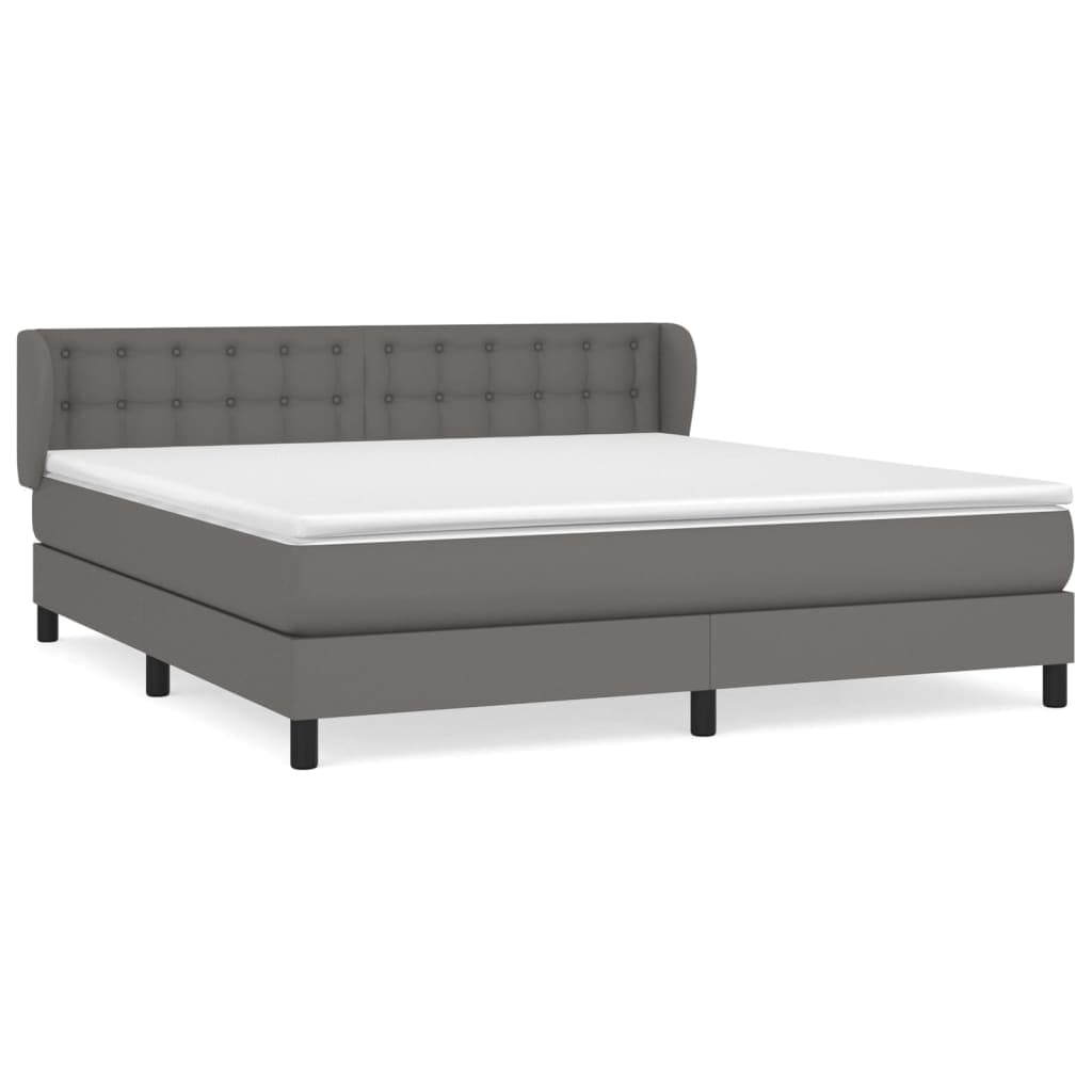 vidaXL Cama com Molas/colchão 160x200 cm Couro Artificial Cinzento - 3595936647