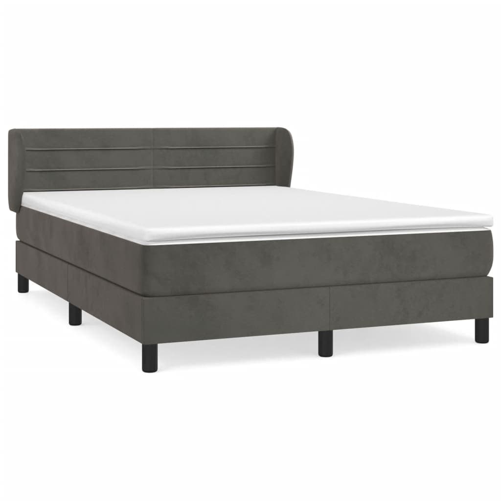 vidaXL Cama com Molas/colchão 180x200 cm Veludo Cinzento-escuro - 3336498878