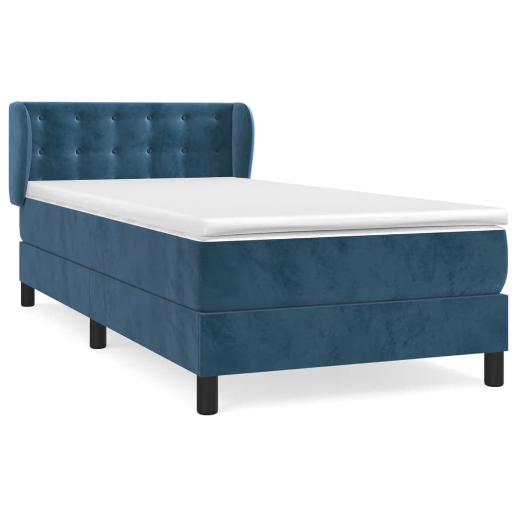 vidaXL Cama com Molas/colchão 90x200 cm Veludo Azul-escuro - 4201732248