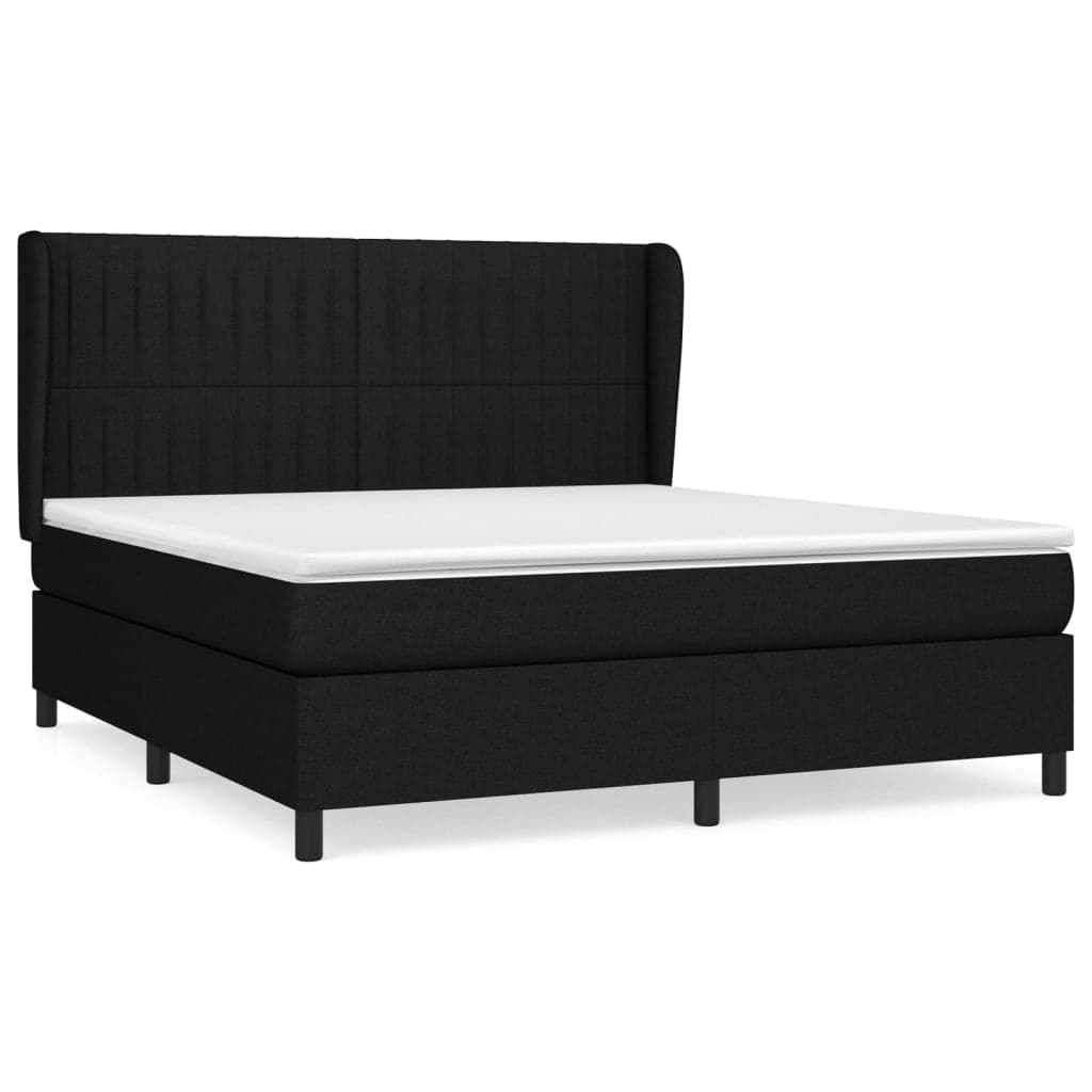 vidaXL Cama com molas/colchão 180x200 cm tecido preto