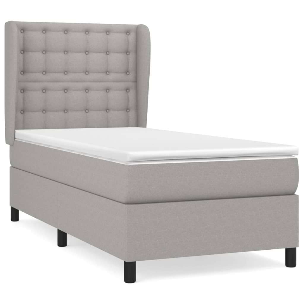 vidaXL Cama com molas/colchão 80x200 cm tecido cinza-claro