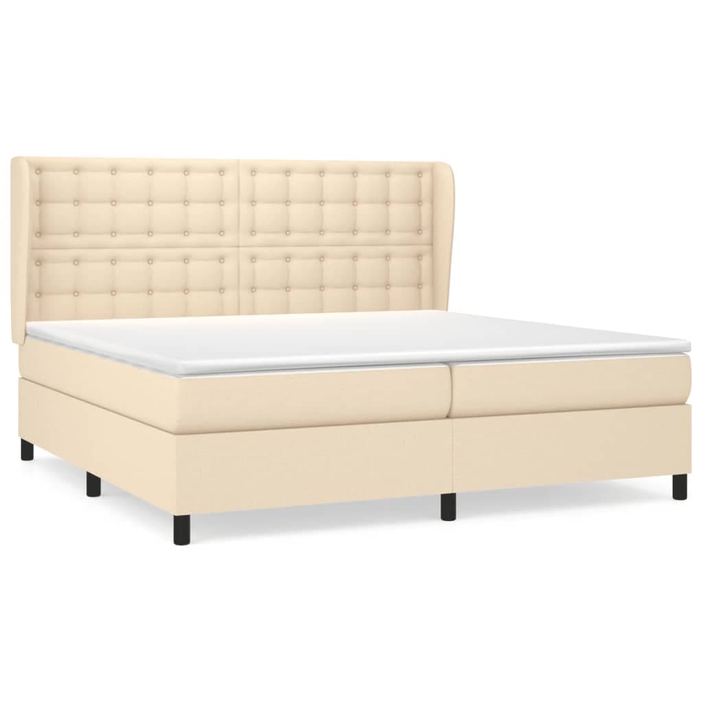 vidaXL Cama com molas/colchão 200x200 cm tecido cor creme