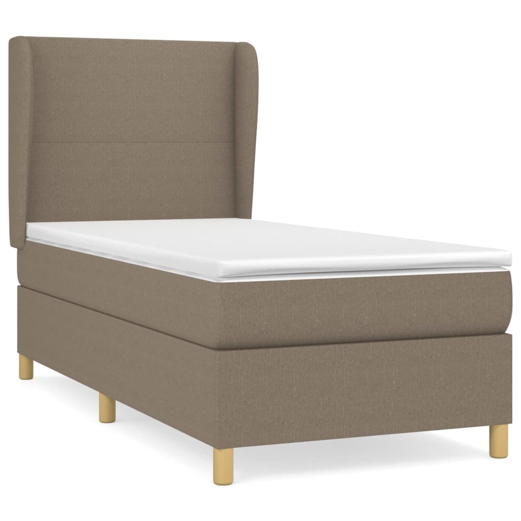 vidaXL Cama com molas/colchão 90x200 cm tecido castanho-acinzentado