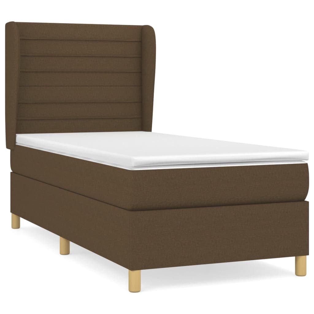 vidaXL Cama com molas/colchão 90x200 cm tecido castanho-escuro