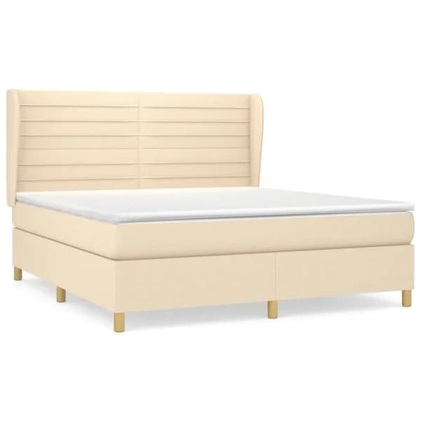 vidaXL Cama com Molas/colchão 160x200 cm Tecido Cor Creme - 872610673