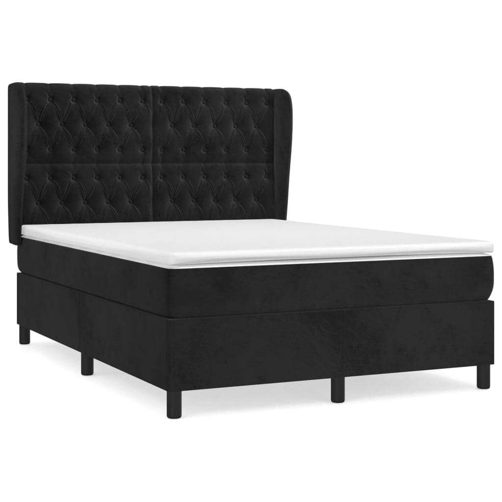 vidaXL Cama com molas/colchão 140x190 cm veludo preto