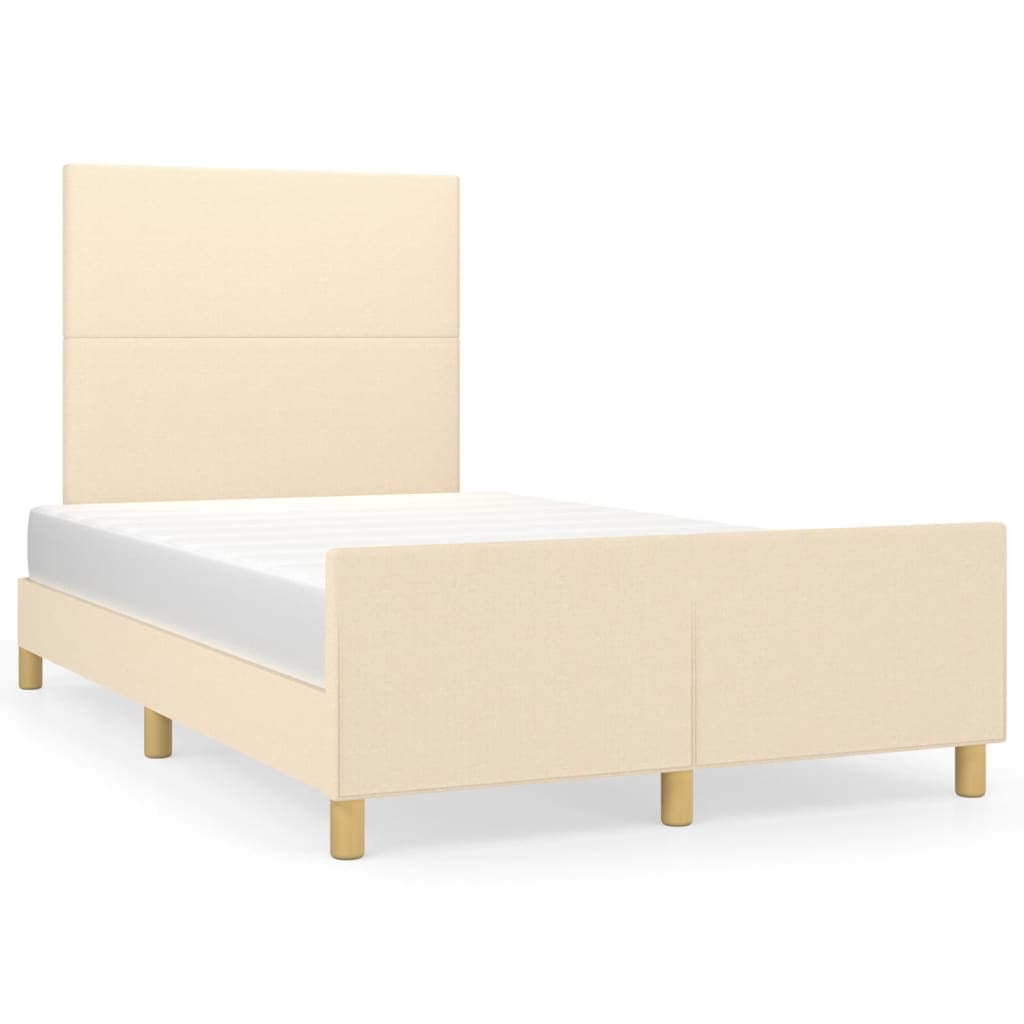 vidaXL Estrutura de cama sem colchão 120x200 cm tecido cor creme