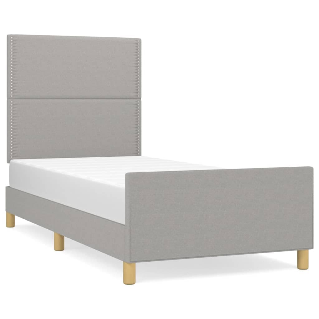 Estrutura de Cama com Cabeceira Tecido Cinza-claro 90x200 cm - 3124944