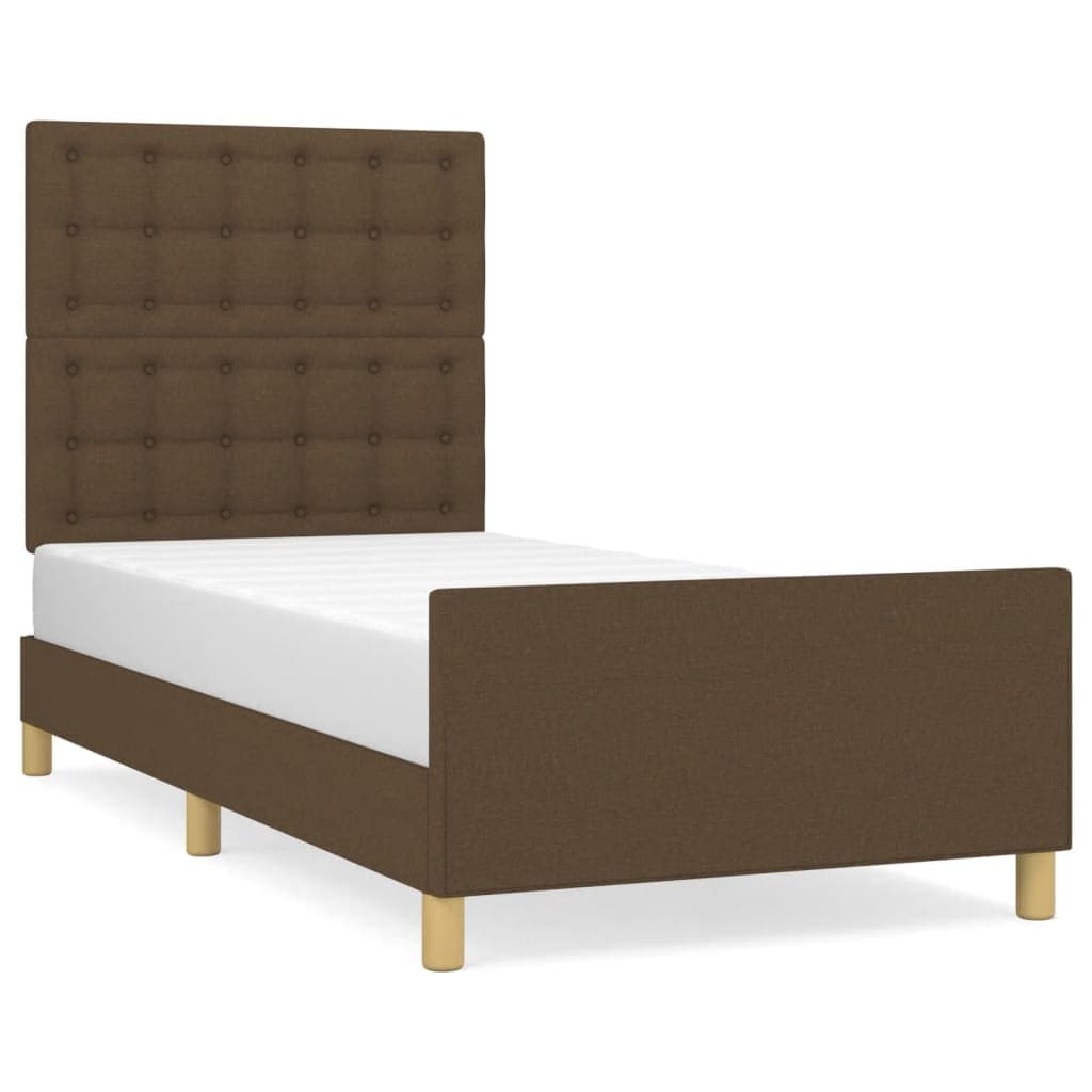 vidaXL Estrutura de Cama com Cabeceira Tecido 80x200 cm Castanho-escuro - 355315394