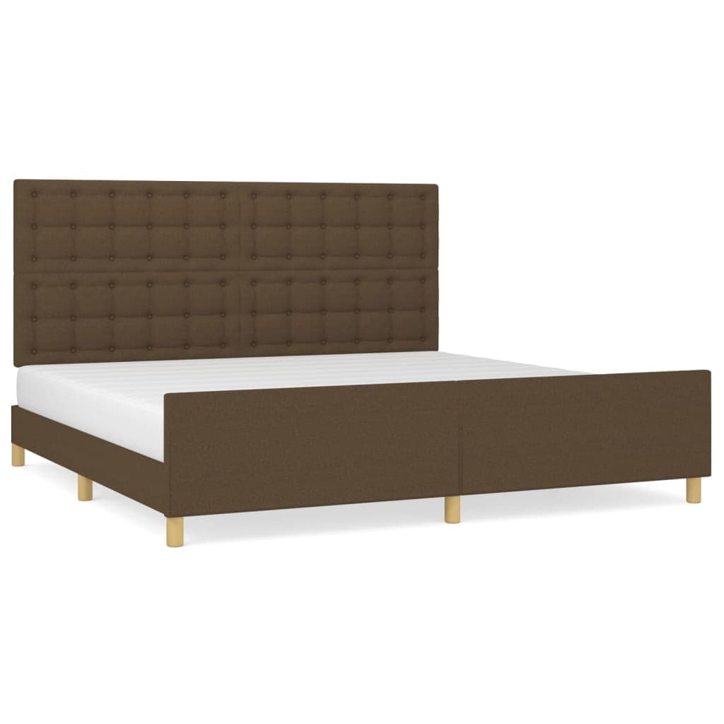 vidaXL Estrutura de cama sem colchão 200x200 cm tecido castanho-escuro