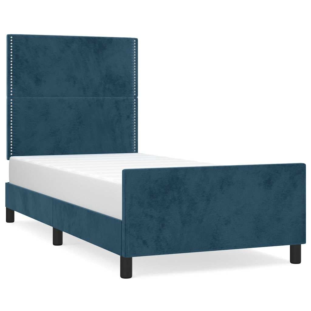 vidaXL Estrutura de cama sem colchão 90x190 cm veludo azul-escuro