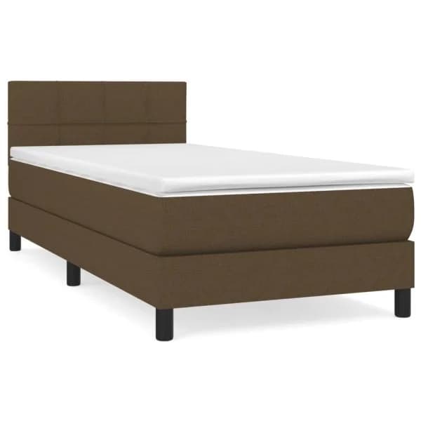vidaXL Cama com Molas/colchão 90x190 cm Tecido Castanho-escuro - 1603109245