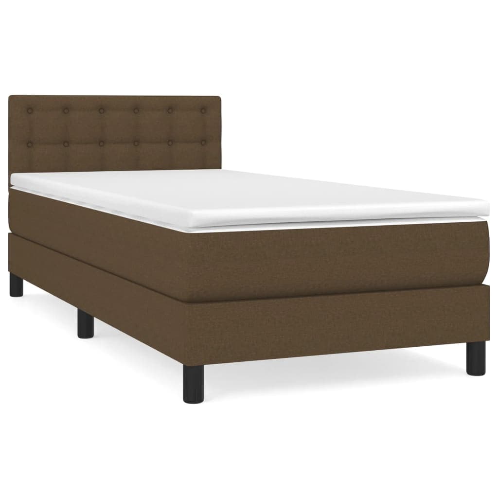 vidaXL Cama com Molas/colchão 90x190 cm Tecido Castanho-escuro - 194091170