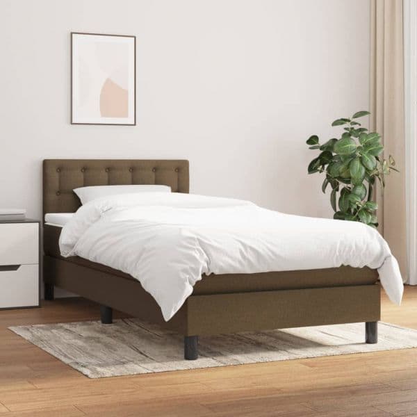 vidaXL Cama com Molas/colchão 90x190 cm Tecido Castanho-escuro - 194091170