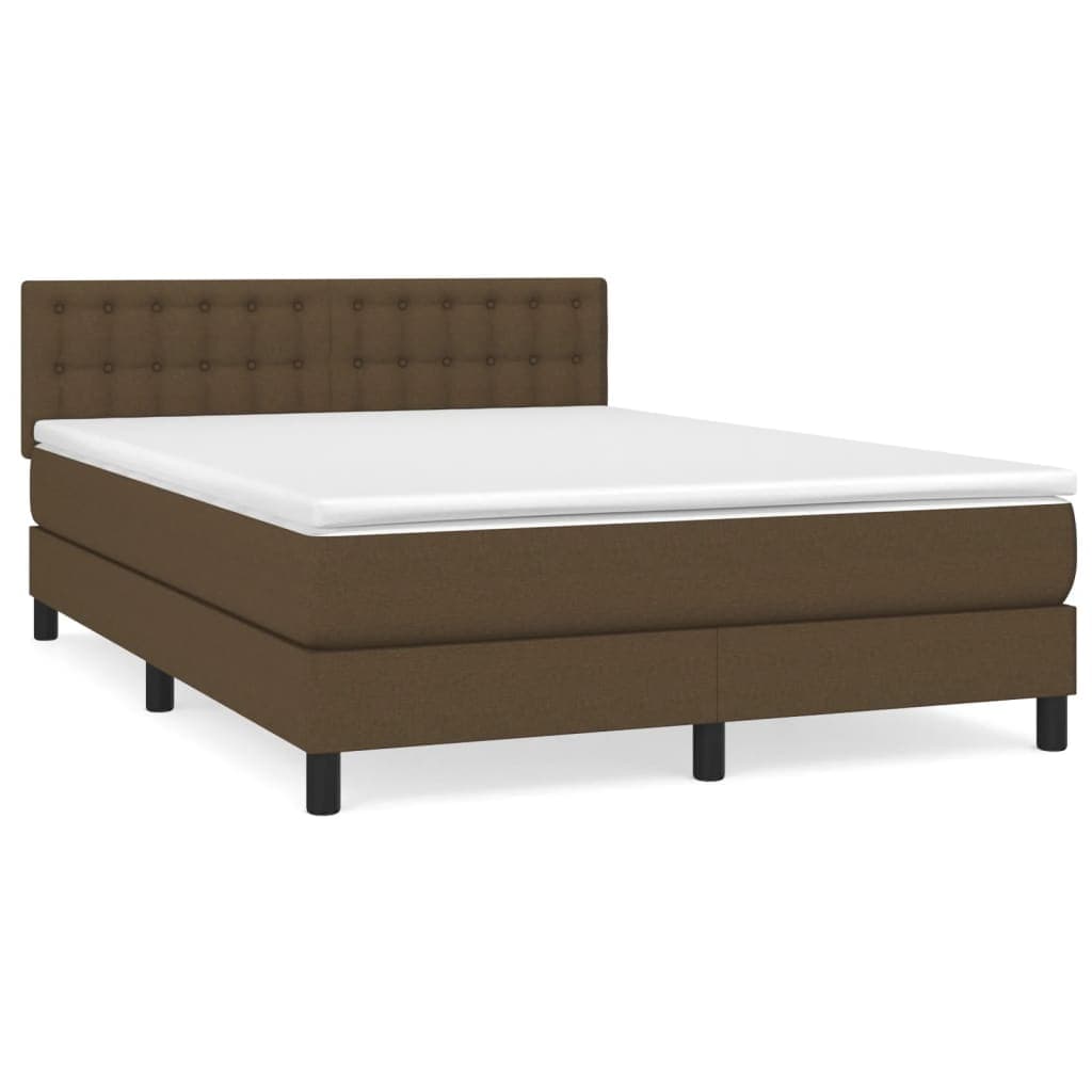 vidaXL Cama com molas/colchão 140x200 cm tecido castanho-escuro