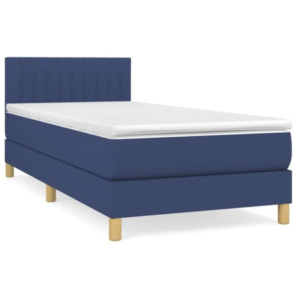 vidaXL Cama com Molas/colchão 90x200 cm Tecido Azul - 1652830633