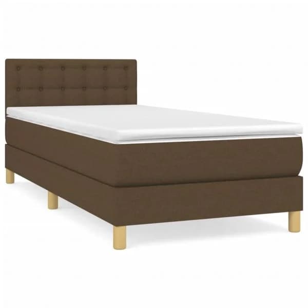 vidaXL Cama com Molas/colchão 90x190 cm Tecido Castanho-escuro - 1651169392