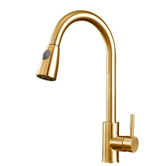 Torneira de cozinha dourada com bica extensível até 82 cm