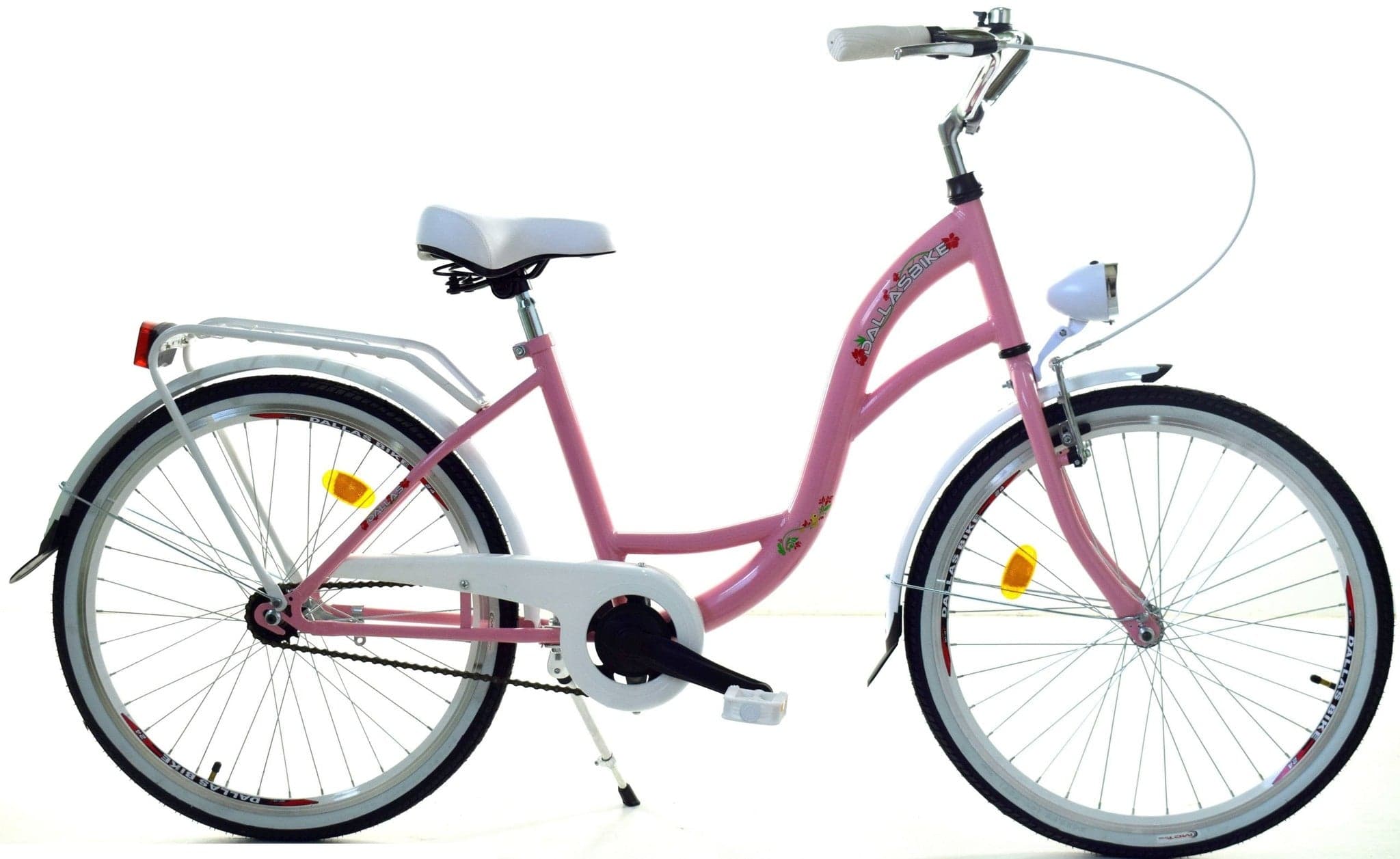 Bicicleta menina 24 polegadas branco e rosa Dallas Bike