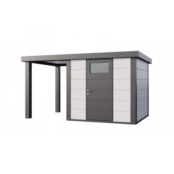 Telluria Abrigo de Jardim Metálico NH4 com Apoio Aberto Pequeno à Esquerda Branco (238 x 238) + (168 x 238) Aço Galvanizado