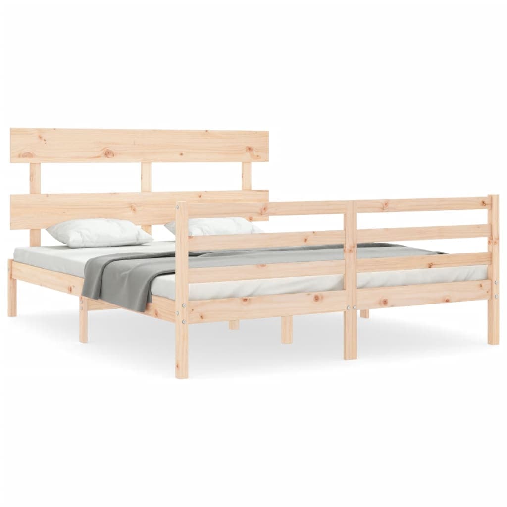 vidaXL Estrutura de cama com cabeceira 160x200 cm madeira maciça