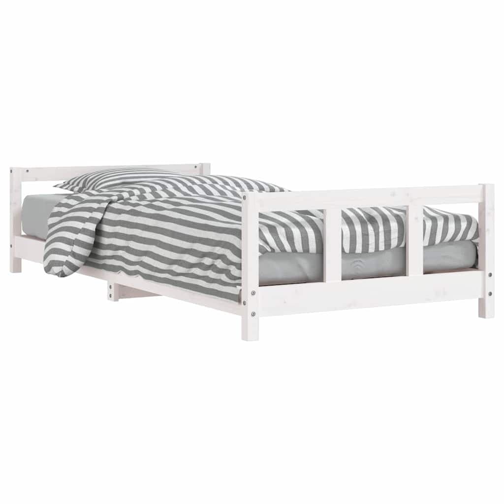 vidaXL Estrutura de cama infantil 90x200 cm pinho maciço branco