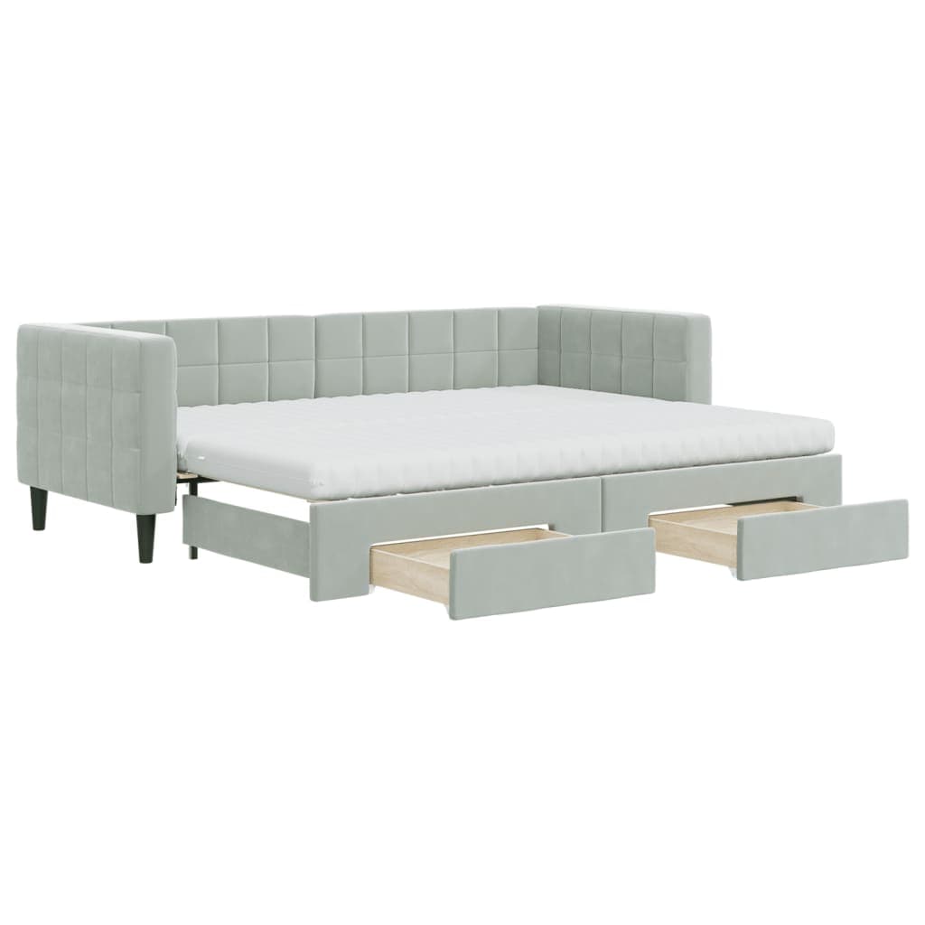 vidaXL Sofá-cama c/ gavetão e gavetas 80x200 cm veludo cinzento-claro