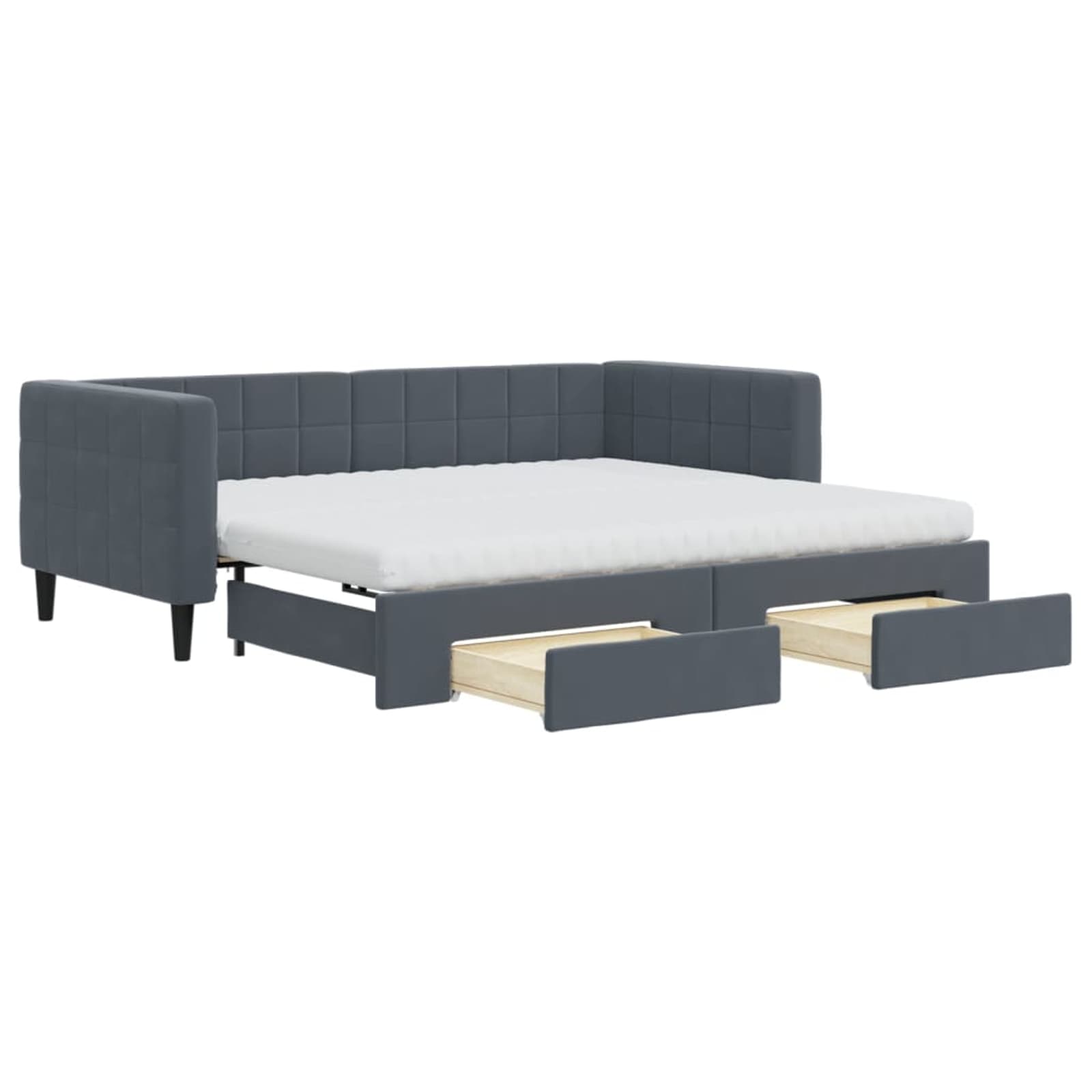 vidaXL Sofá-cama c/ gavetão e gavetas 90x190 cm veludo cinzento-escuro
