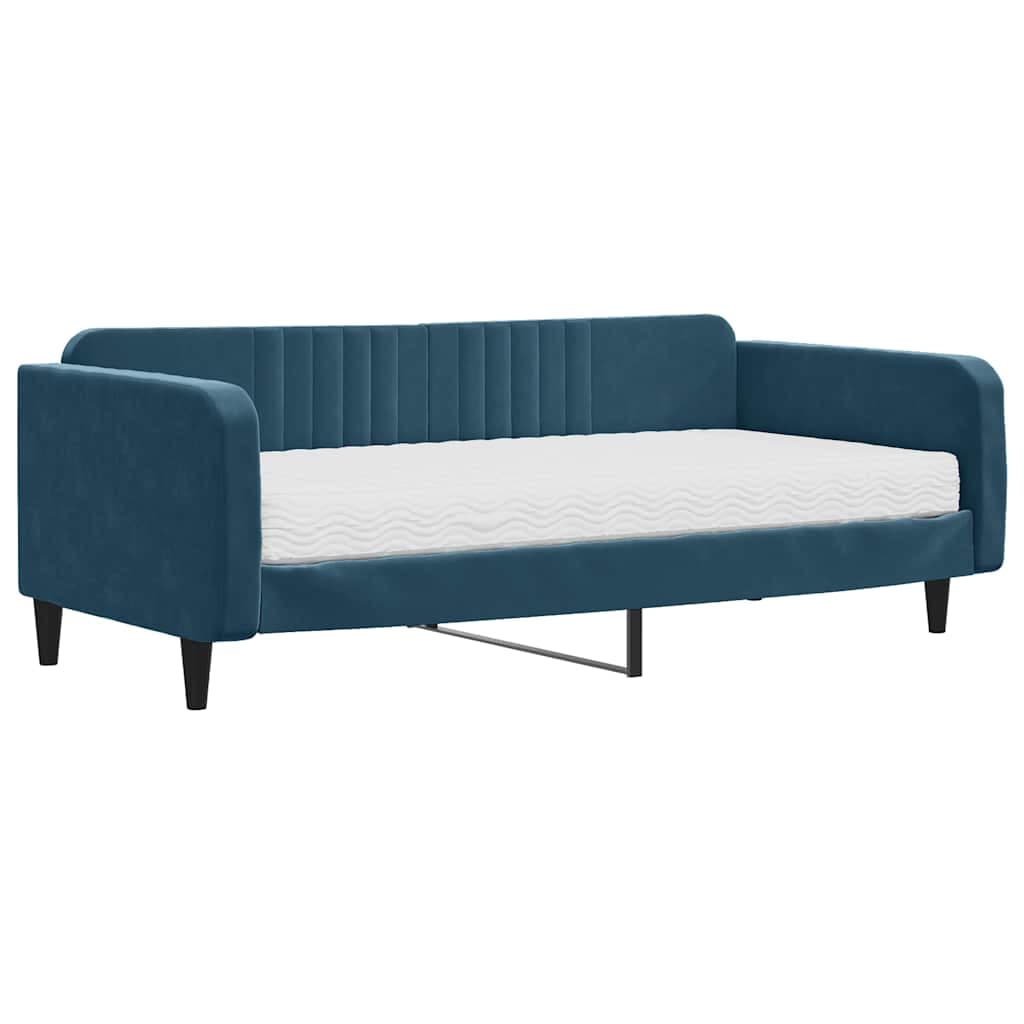 vidaXL Sofá-cama com colchão 100x200 cm veludo azul