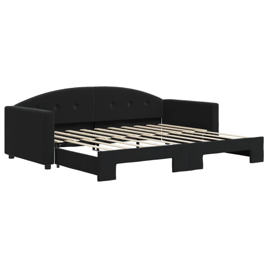 vidaXL Sofá-cama com gavetão 90x190 cm veludo preto