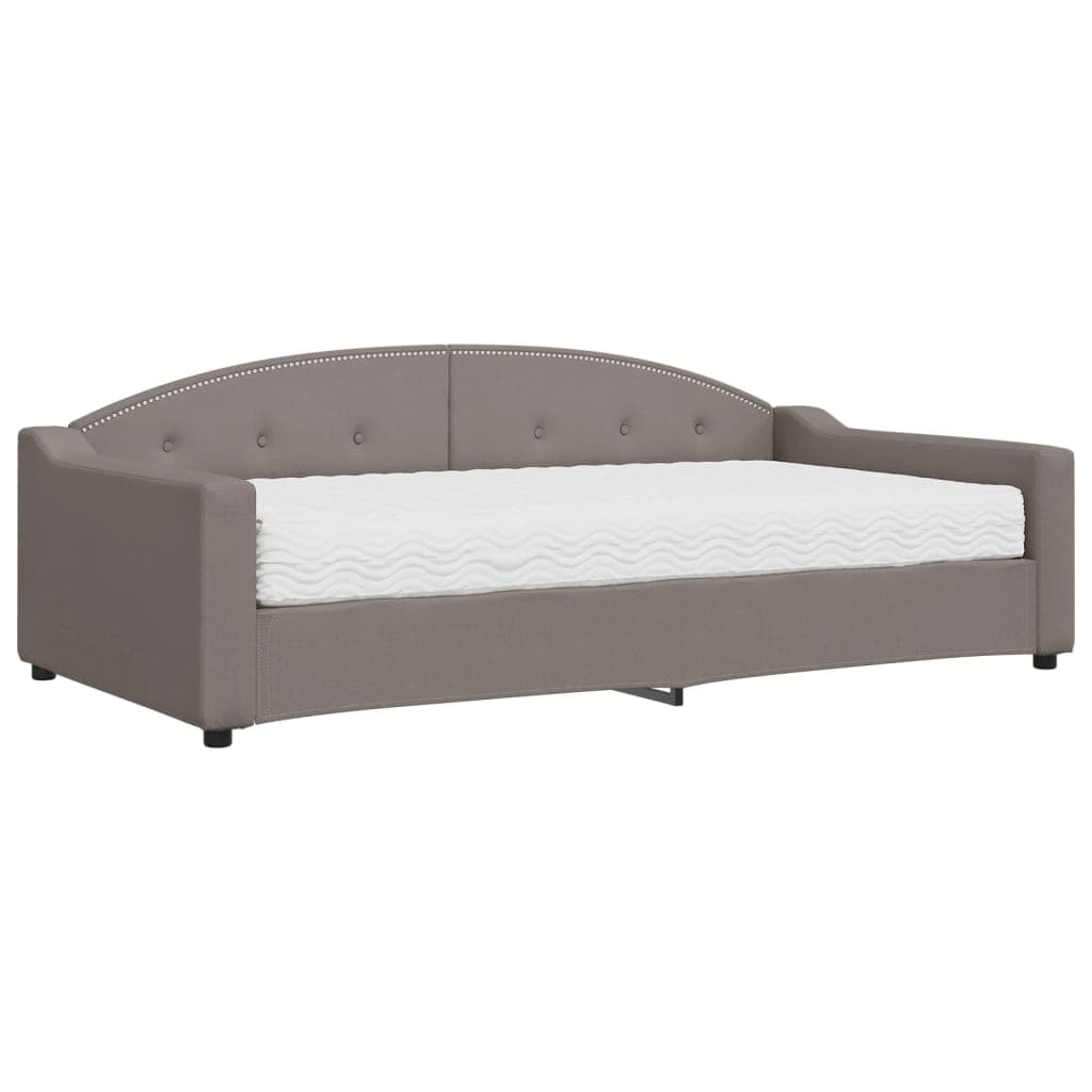 vidaXL Sofá-cama com colchão 100x200 cm tecido cinzento-acastanhado