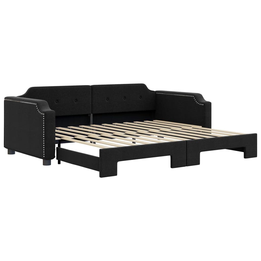 vidaXL Sofá-cama com gavetão 100x200 cm tecido preto