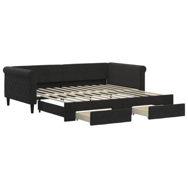 vidaXL Sofá-cama com Gavetão e Gavetas 100x200 cm Veludo Preto - 767696268