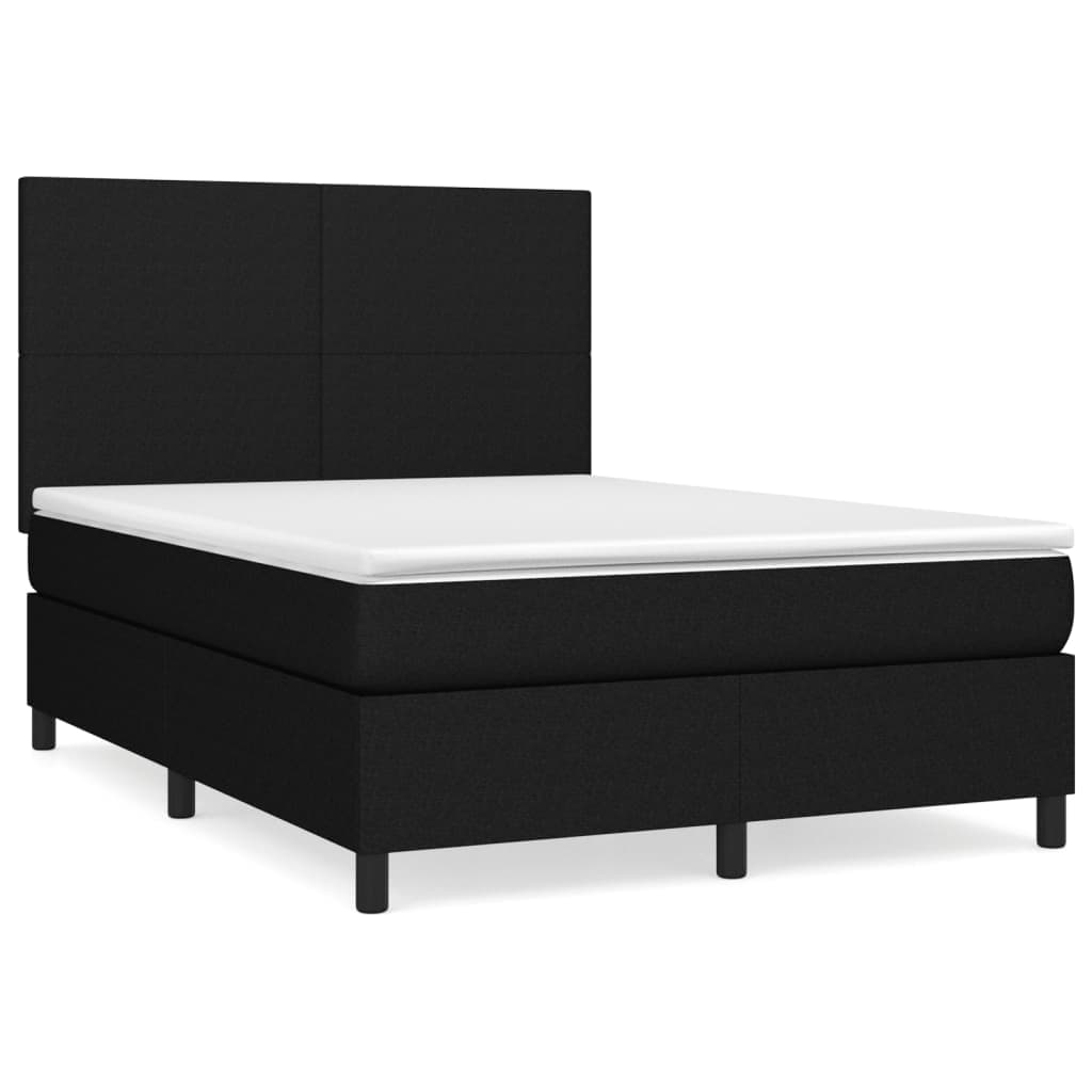 vidaXL Cama com molas/colchão 140x200 cm tecido preto