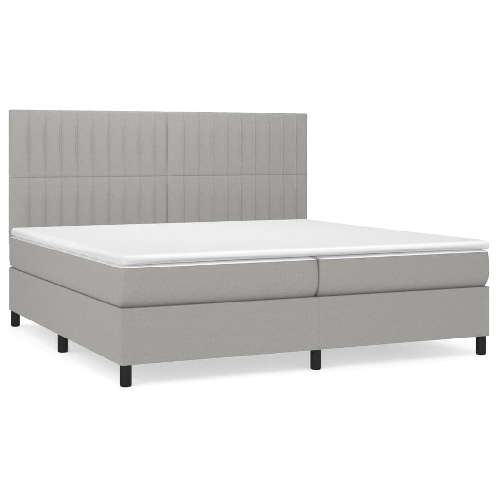 vidaXL Cama com molas/colchão 200x200 cm tecido cinza-claro