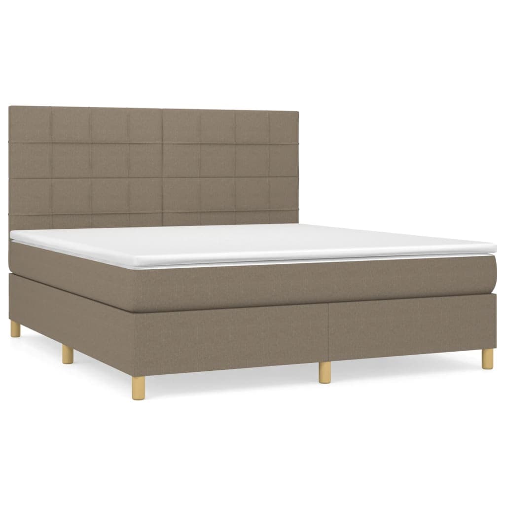vidaXL Cama com molas/colchão 180x200 cm tecido castanho-acinzentado
