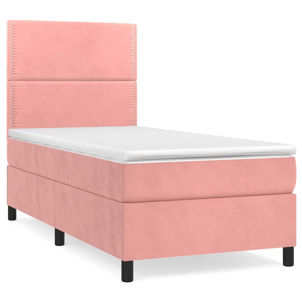 vidaXL Cama com molas/colchão 80x200 cm veludo rosa