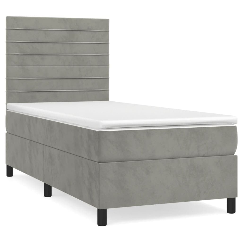 vidaXL Cama com Molas/colchão 80x200 cm Veludo Cinza-claro - 1656631729
