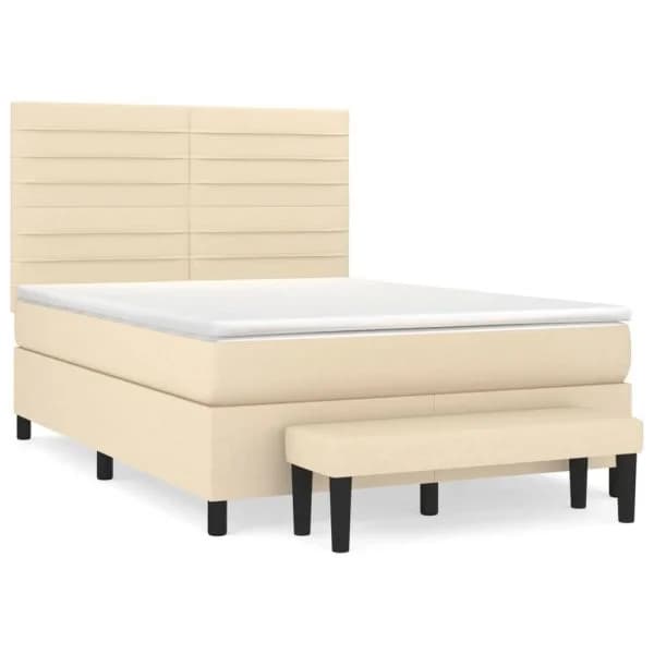 vidaXL Cama com Molas/colchão 140x200 cm Tecido Cor Creme - 3635083173