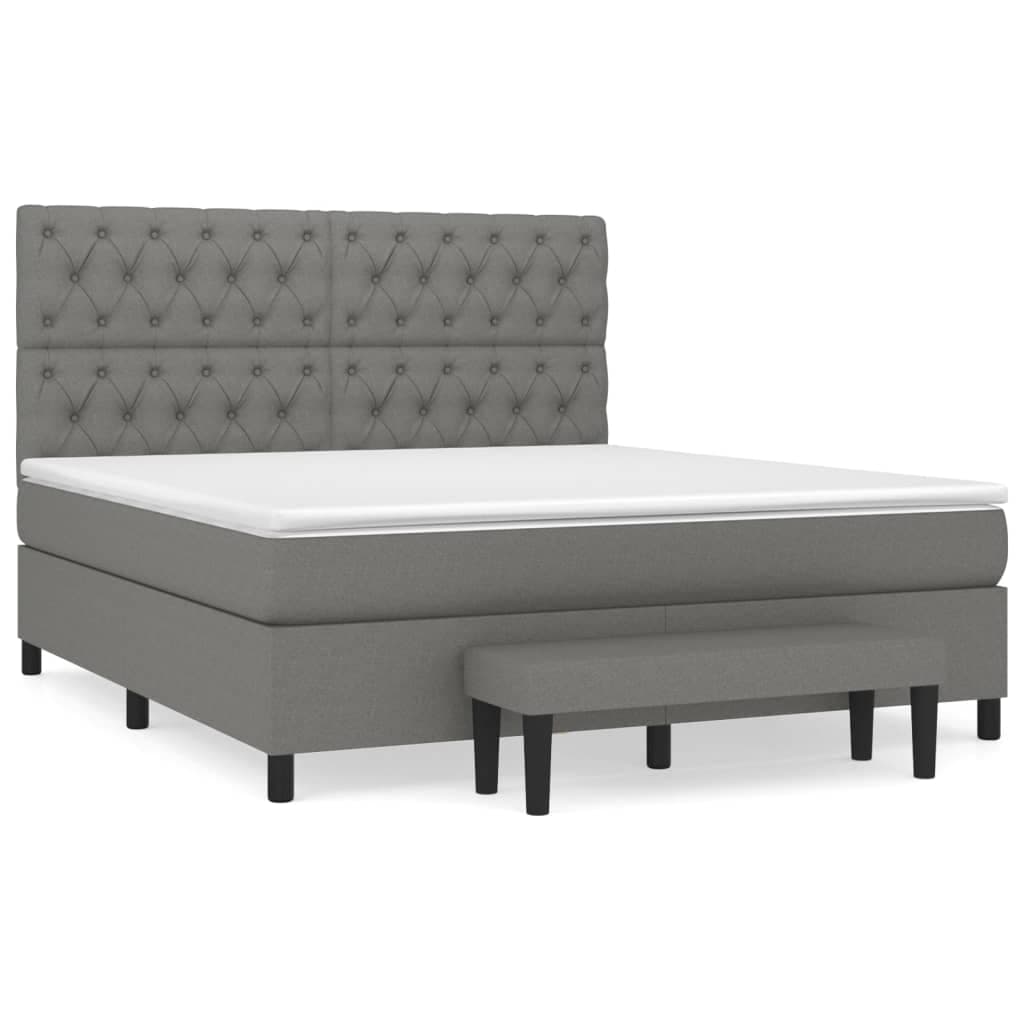 vidaXL Cama com Molas/colchão 160x200 cm Tecido Cinzento-escuro - 2045530554