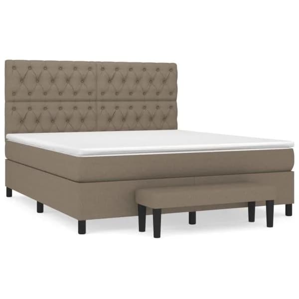 vidaXL Cama com Molas/colchão 160x200 cm Tecido Castanho-acinzentado - 3914550315